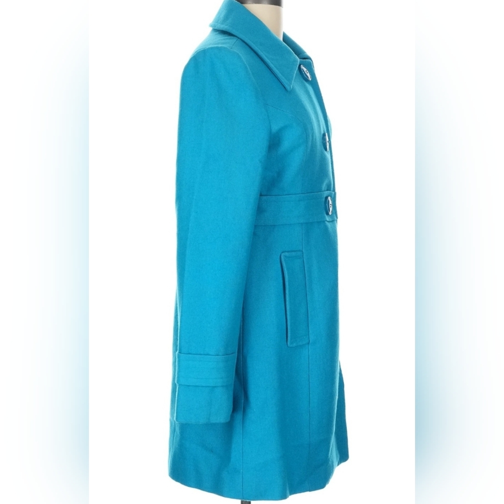 Tulle Original Clothing Anthropologie Teal Blue Wool Pea Coat Jacket Size L - Picture 13 of 13